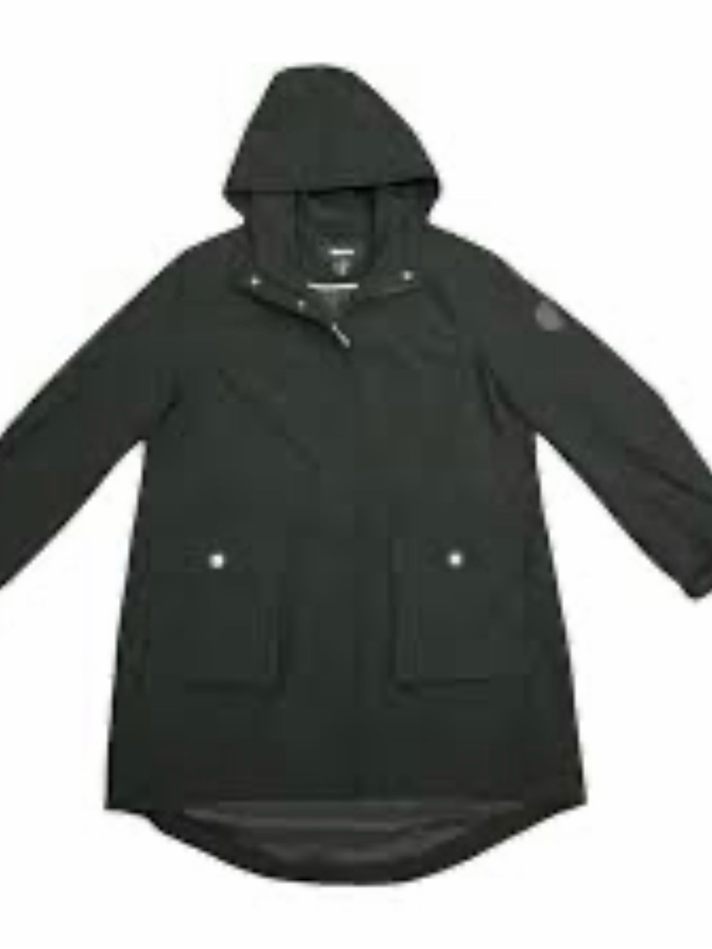 DKNY Black Hooded Jacket with Zip Closure-Mob Wife Trench Coat Size L